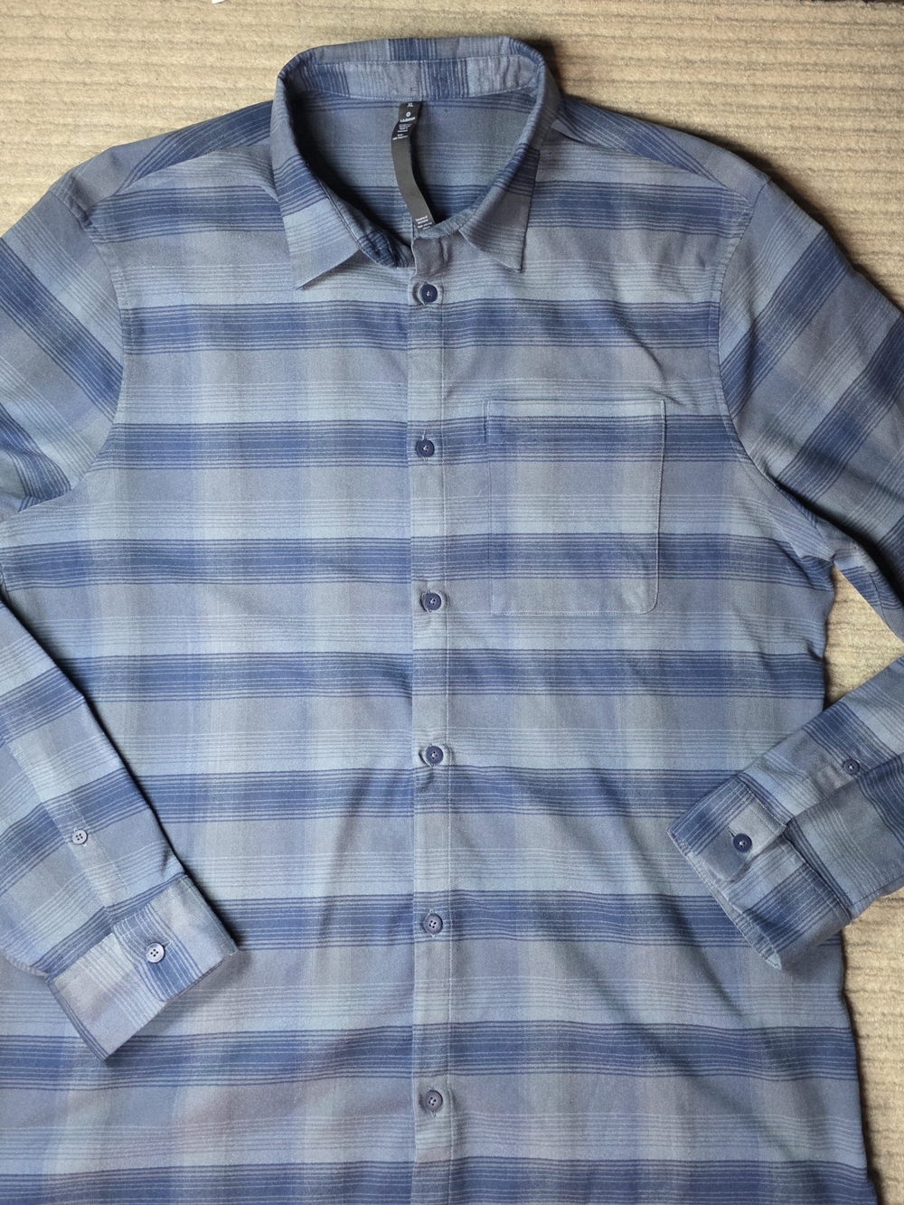 Lululemon Shirt Mens XL Blue Plaid Masons Peak Flannel Hunting Camp Preppy